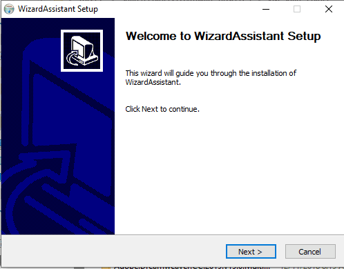 Fönster med Windows WizardAssistant Setup