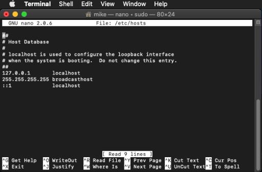 edit host file for mac